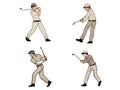 Illustration of Composed Golfer Swinging for the Perfect Shot