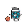 Illustration of computer fan cartoon is playing basketball Royalty Free Stock Photo