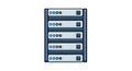 Illustration of a computer server rack with five horizontal units stacked vertically. Each Royalty Free Stock Photo