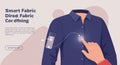 Illustration of a concept for smart fabric technology. A person interacts with a blue Royalty Free Stock Photo