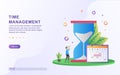 Illustration concept of time management with a large hourglass and calendar