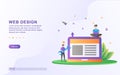 Illustration concept of web design with the person who is setting the layout on a web Royalty Free Stock Photo