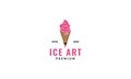 Illustration cone ice cream with pencil logo design