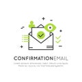 Illustration of Confirmation Email Notification or Push Message, Newsletter Information Post,