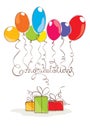 Illustration -- Congratulation with balloons Royalty Free Stock Photo