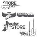 an illustration consisting of four different images of guitars with the inscription `guitar store`