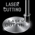 an illustration consisting of an image of a laser cutting nozzle and the words `laser cutting`