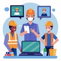 illustration of construction online discussion Royalty Free Stock Photo