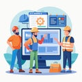 illustration of construction online discussion Royalty Free Stock Photo
