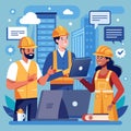 illustration of construction online discussion Royalty Free Stock Photo