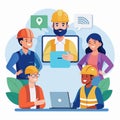 illustration of construction online discussion Royalty Free Stock Photo