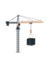 Illustration of a construction tower crane with a truss structure and Royalty Free Stock Photo