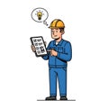 Construction Worker with Checklist and Idea Royalty Free Stock Photo