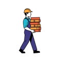 Construction Worker Carrying Bricks Illustration Royalty Free Stock Photo