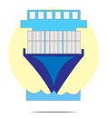 Illustration of containership with circle background