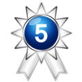 An illustration of the contestant\'s number with a ribbon badge. Shiny blue color with silver base color. Royalty Free Stock Photo