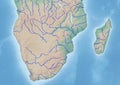 Illustration Continent of South Africa with Rivers