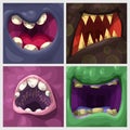 cartoon various colorful monster mouths in set Royalty Free Stock Photo