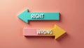 Illustration of contrasting choices represented by arrows. One arrow indicates direction right while the other shows wrong path. Royalty Free Stock Photo