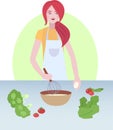 An illustration of cooking woman. Royalty Free Stock Photo
