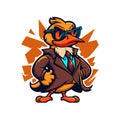 Cool duck or goose character logo mascot icon for branding in cartoon vector