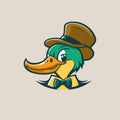 Cool duck or goose character logo mascot icon for branding in cartoon vector