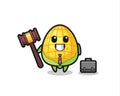 Illustration of corn mascot as a lawyer
