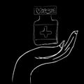 This is an illustration of a corona vaccine and a hand icon