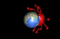 illustration of coronavirus cell attacking the earth