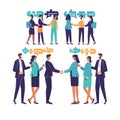 corporate business people shaking hands, speech bubbles that fit together Royalty Free Stock Photo