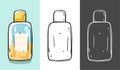 Illustration of a cosmetic in a bottle. Suitable for tonic, makeup remover, micellar water