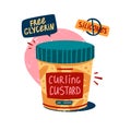 Illustration of cosmetics for curly hair. Curly girl method. Styling packaging for kinky hair. Curling custard for hair
