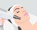 Illustration.Cosmetologist doing carbon peeling procedure to beautiful girl Royalty Free Stock Photo