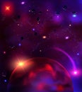 cosmic background with asteroids, meteorites, stars Royalty Free Stock Photo