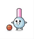 Illustration of cotton bud cartoon is playing basketball