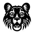 Black and White Cougar Head Illustration Design Royalty Free Stock Photo