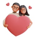 3D illustration of a couple celebrating valentine\'s day, Happy young girl and boy in love, 3D rendering.