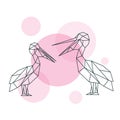 Illustration of Couple cute Pelicans in geometric style.