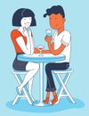 Illustration of a couple on a date drinking beverages. Royalty Free Stock Photo