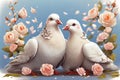 Illustration of couple of doves in love