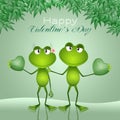 A couple of frogs with hearts in Valentine day