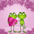 couple of frogs with hearts in Valentine day