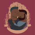 Illustration of couple in hugs