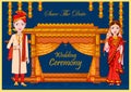 Couple on Indian Wedding invitation template background Royalty Free Stock Photo