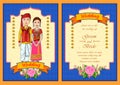 Couple on Indian Wedding invitation template background Royalty Free Stock Photo