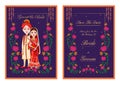 Couple on Indian Wedding invitation template background Royalty Free Stock Photo