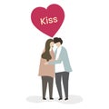 Illustration of a couple kissing