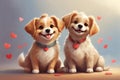 Illustration of couple of puppies in love