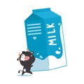 Illustration of cow with a package of milk. Royalty Free Stock Photo