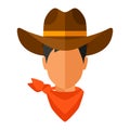 Illustration of cowboy avatar. Wild west object. Image for game or adventure.